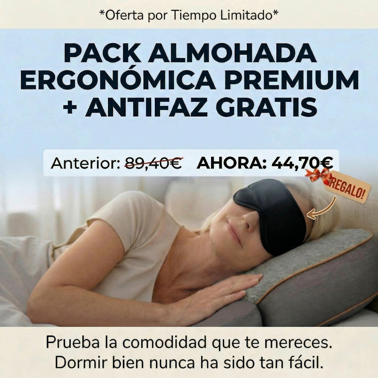 Pack Almohada Ergonómica Premium + 🎁antifaz ¡GRATIS!
