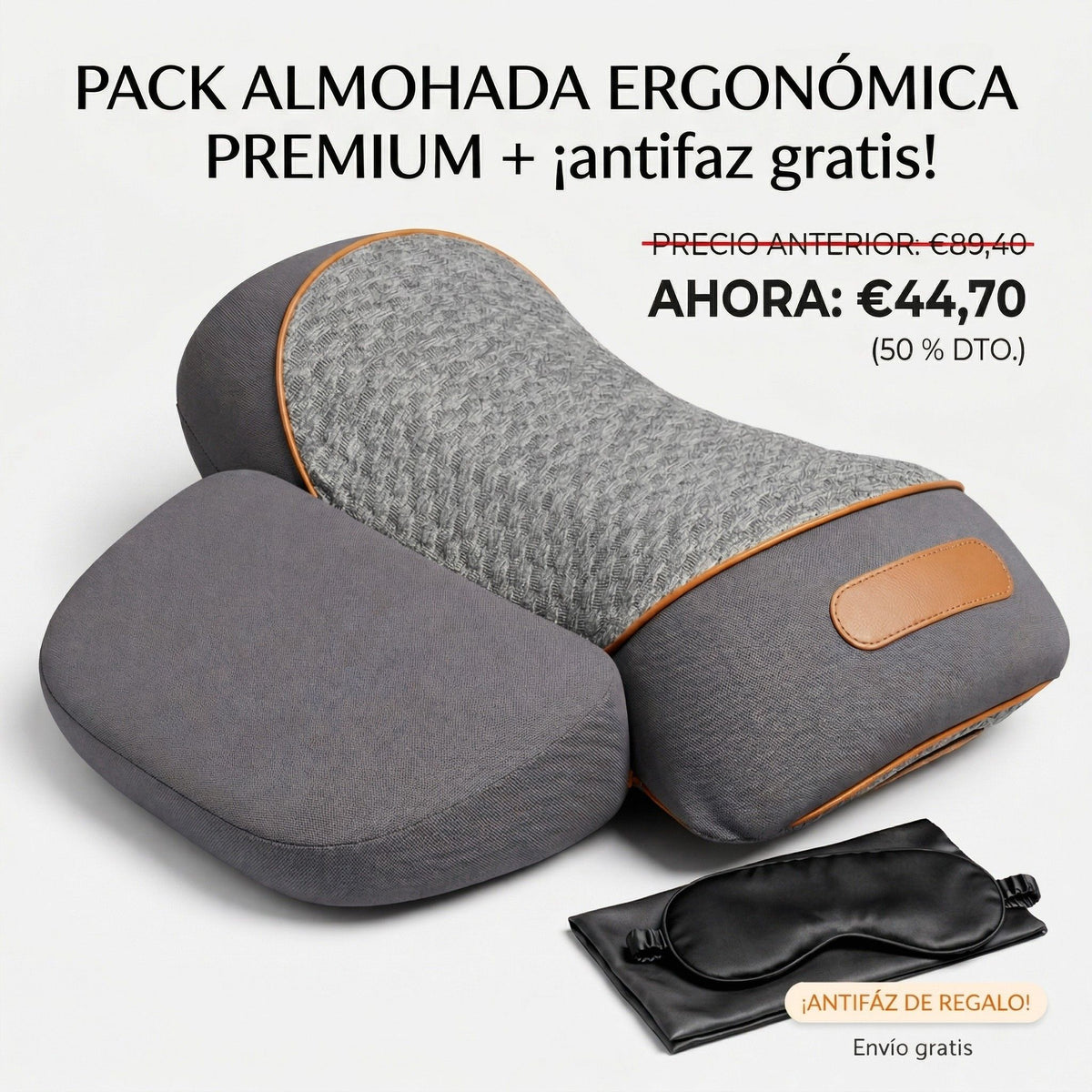 Pack Almohada Ergonómica Premium + 🎁antifaz ¡GRATIS!