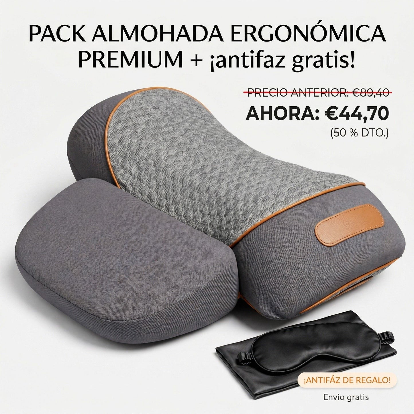 Pack Almohada Ergonómica Premium + 🎁antifaz ¡GRATIS!