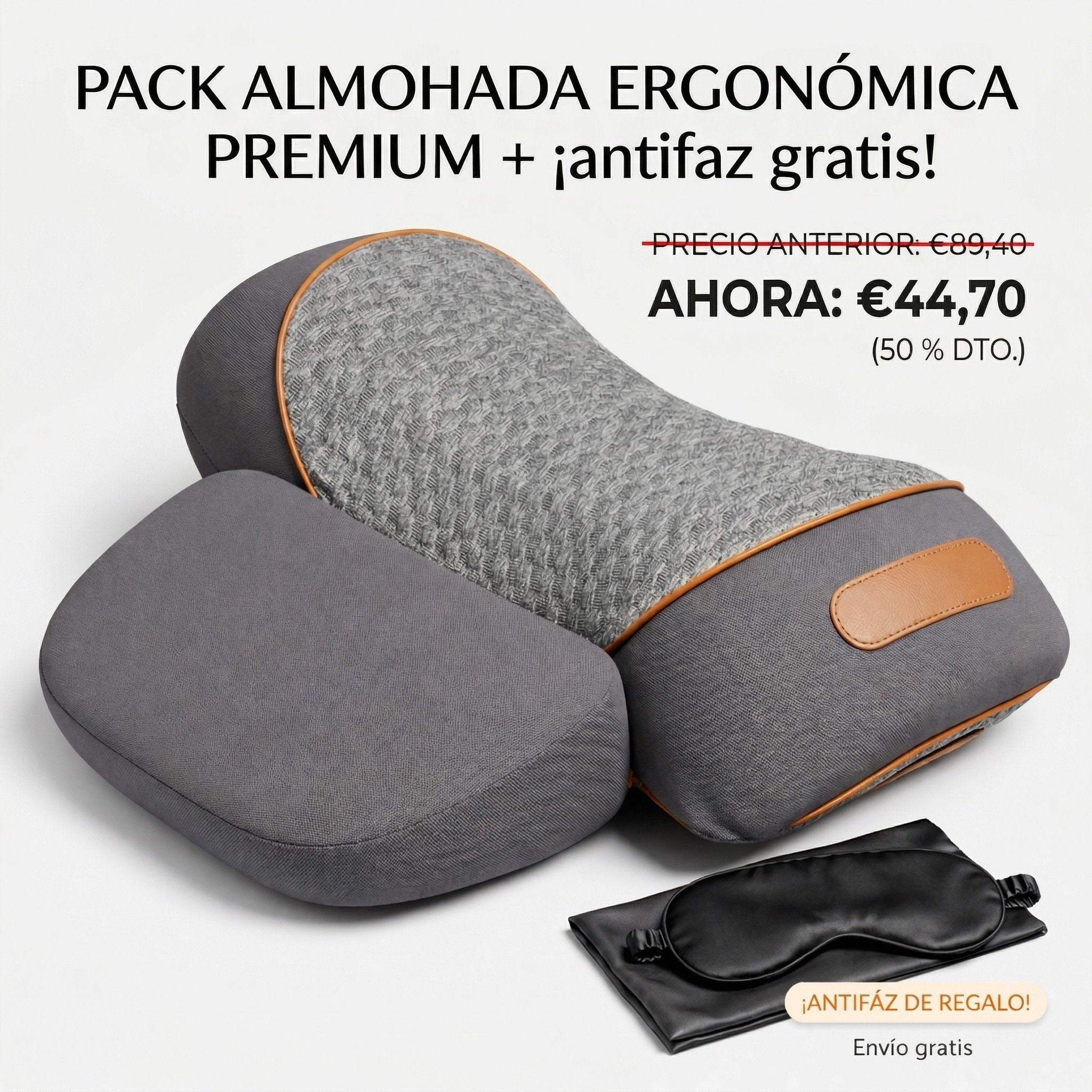 Pack Almohada Ergonómica Premium + 🎁antifaz ¡GRATIS!